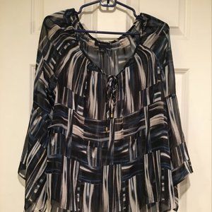 Sheer Blue and Black Blouse